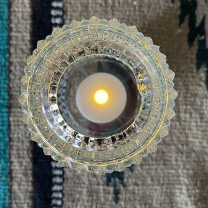 Elegant Glass Candle Holder with LED Light